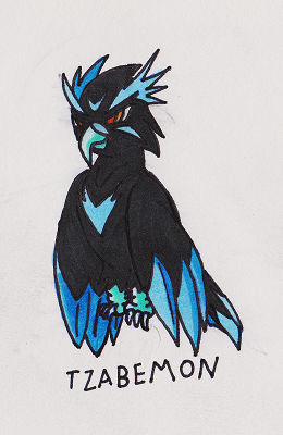 Rookie level Virus type. He's a falcon with kunai feathers.